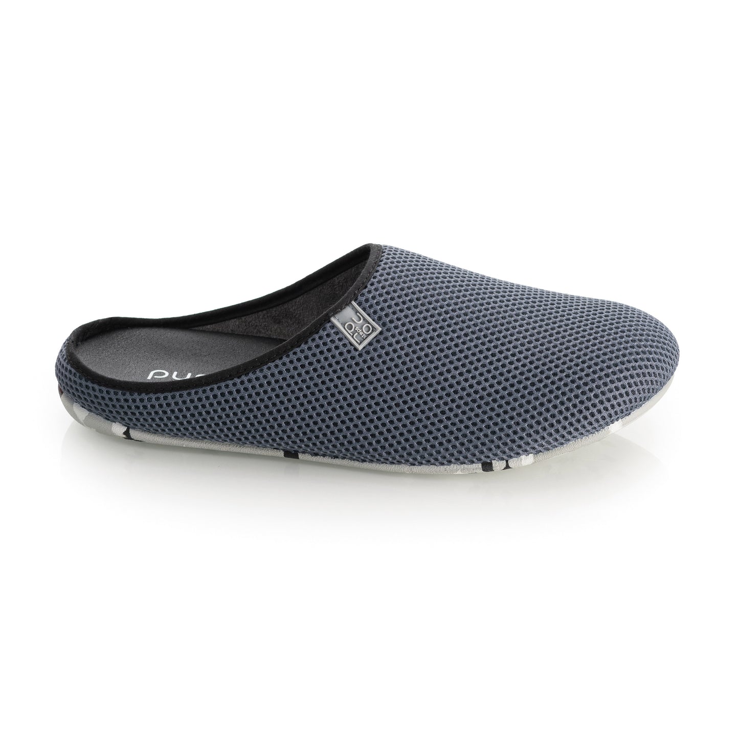 purosteps Casa-Eco-Signet Hausschuhe Slipper Pantoffel Fußbett Unisex Recycelt Schwarz Grau