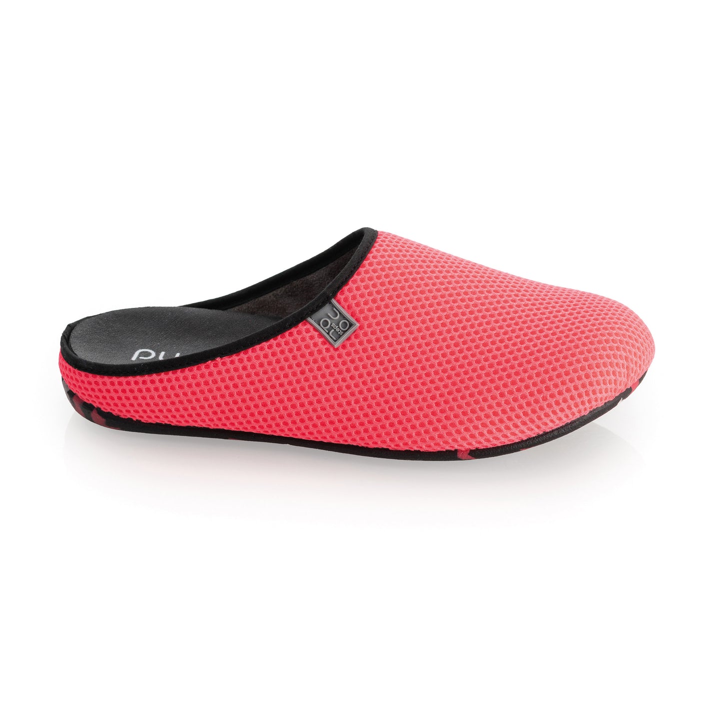 purosteps Casa-Eco-Signet Damen Hausschuhe Slipper Pantoffel Fußbett Pink-Schwarz