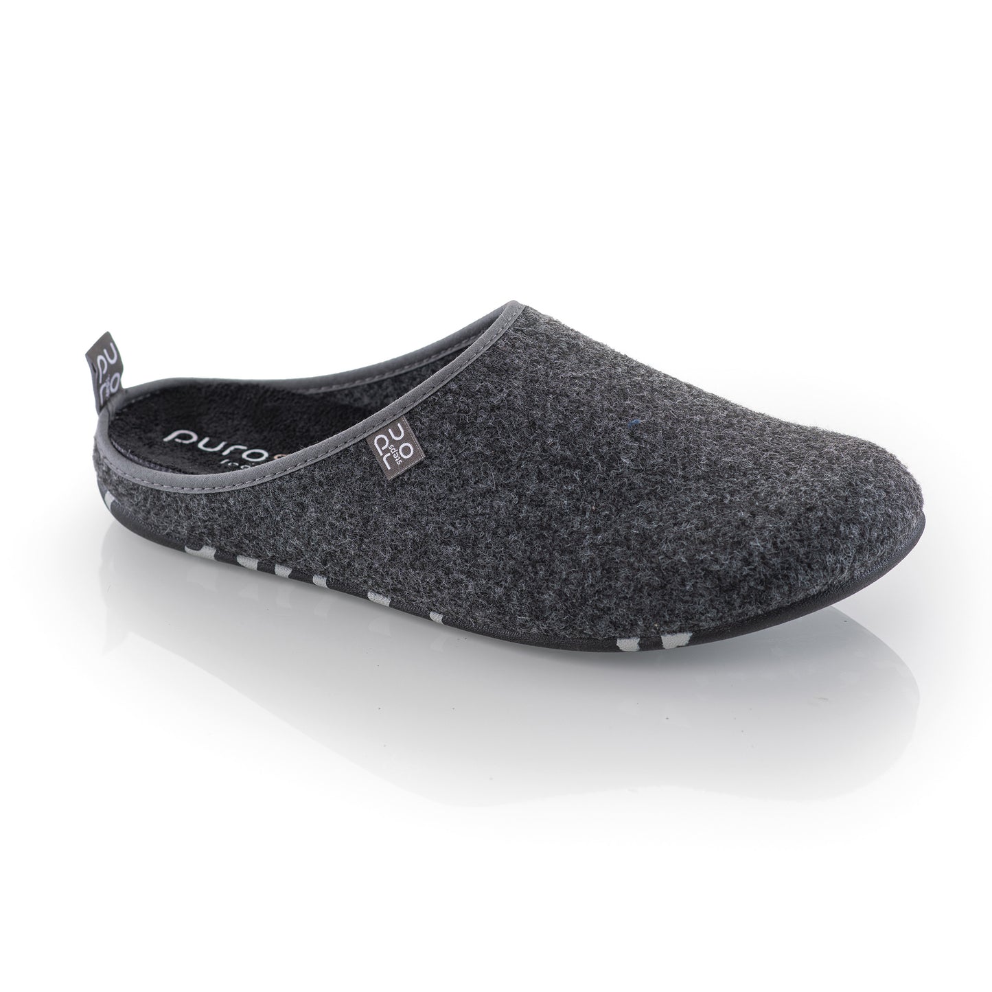purosteps Fieltro-Eco Wollfilz Hausschuhe Slipper Pantoffel Fußbett Unisex Recycelt Grau Schwarz