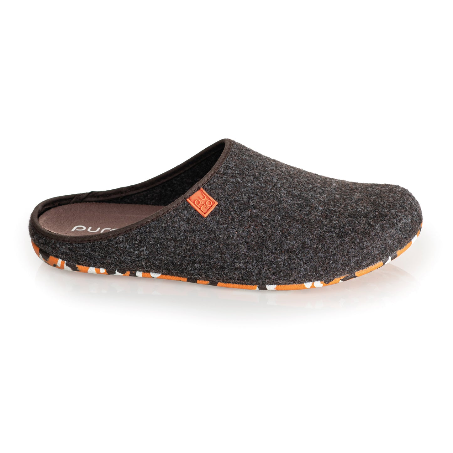purosteps Fieltro-Eco-Signet Filz Hausschuhe Slipper Pantoffel Fußbett Unisex Recycelt Braun Orange