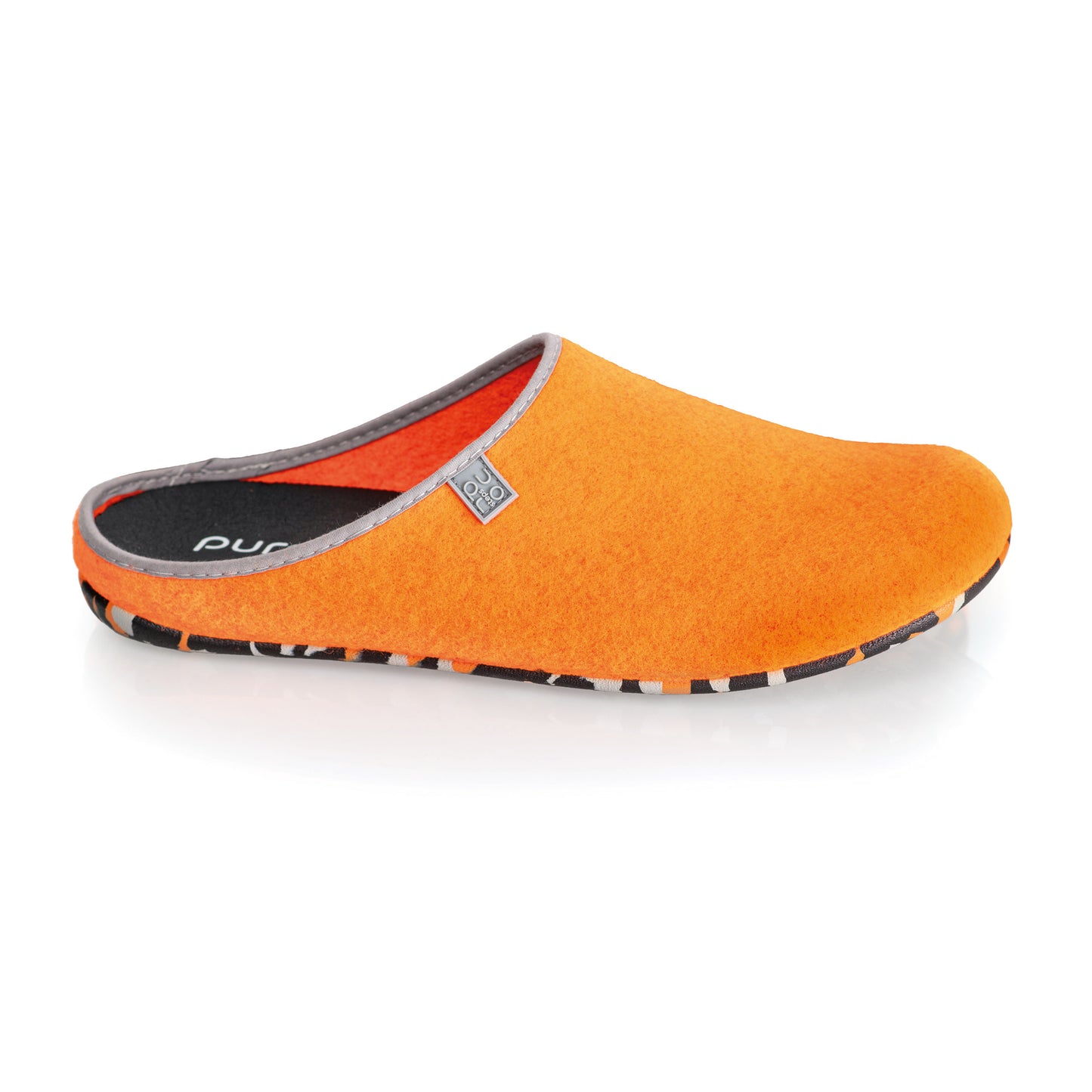 purosteps Fieltro-Eco-Signet Filz Hausschuhe Slipper Pantoffel Fußbett Unisex Recycelt Orange Grau