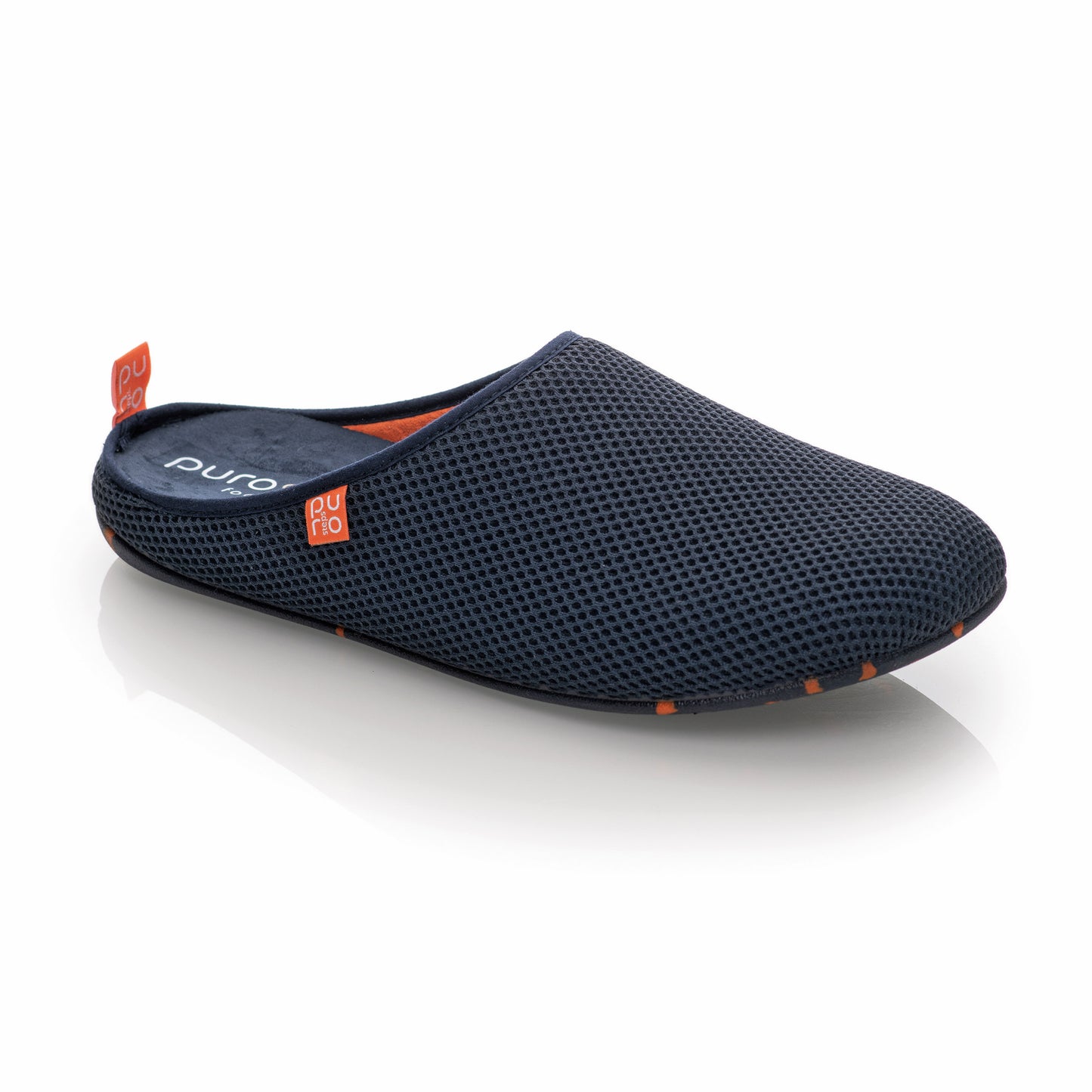 purosteps Casa-Eco Hausschuhe Slipper Pantoffel Fußbett Unisex Recycelt Dunkel Blau Orange