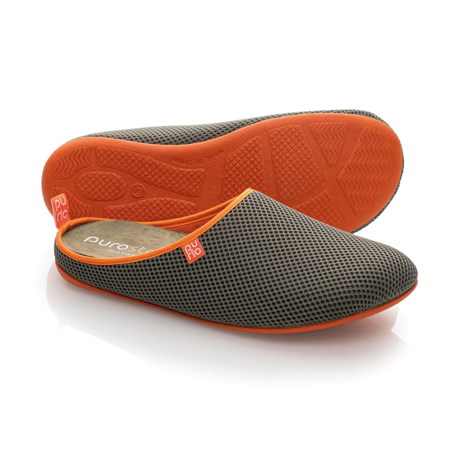 purosteps Casa-Eco Hausschuhe Slipper Pantoffel Fußbett Unisex Recycelt Grün Orange