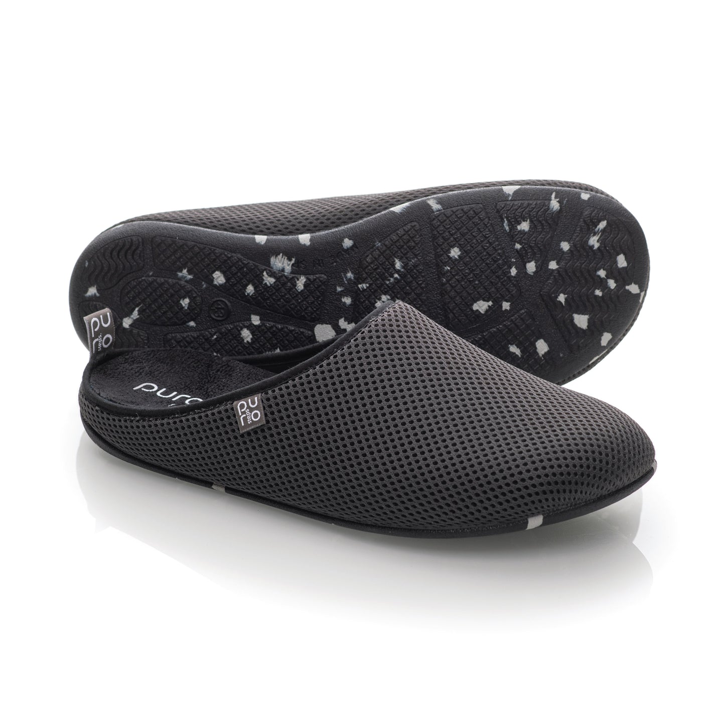 purosteps Casa-Eco Hausschuhe Slipper Pantoffel Fußbett Unisex Recycelt Grau Schwarz