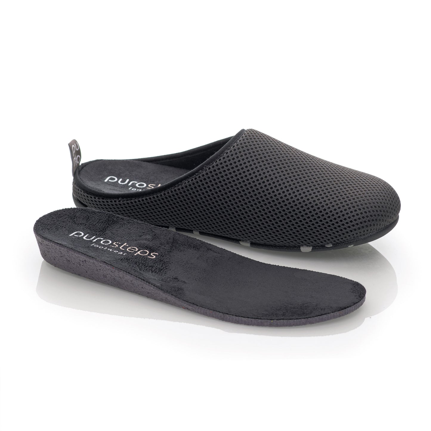 purosteps Casa-Eco Hausschuhe Slipper Pantoffel Fußbett Unisex Recycelt Grau Schwarz
