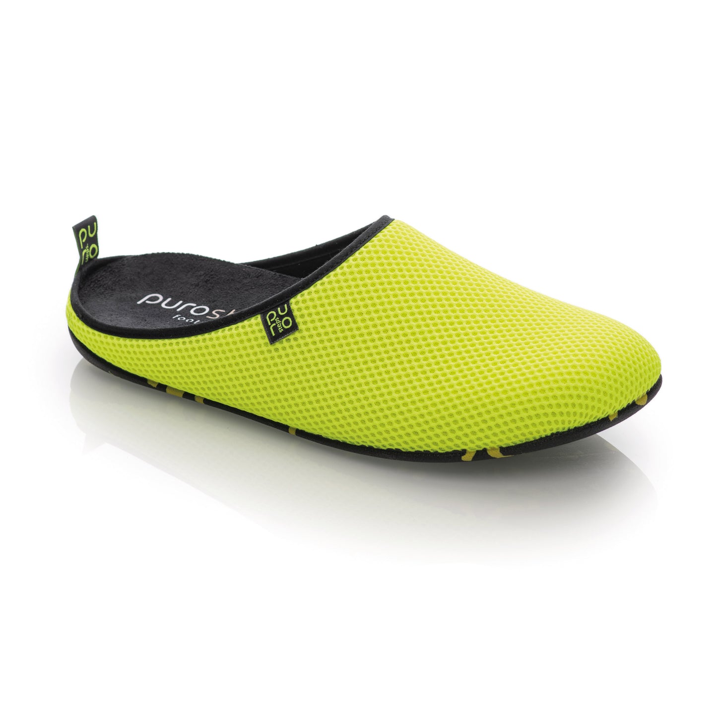 purosteps Casa-Eco Hausschuhe Slipper Pantoffel Fußbett Unisex Recycelt Neon Gelb Schwarz