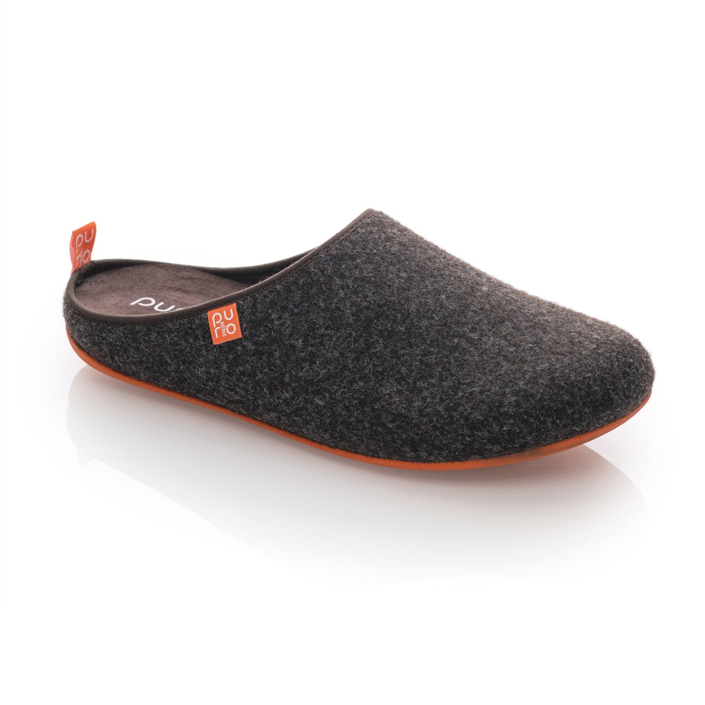 purosteps Fieltro-Eco Filz Hausschuhe Slipper Pantoffel Fußbett Unisex Recycelt Braun Orange