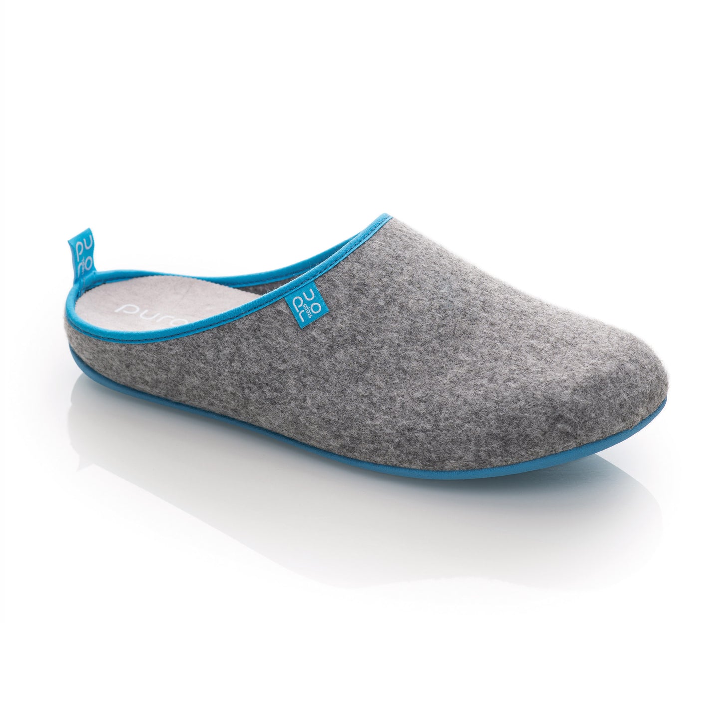 purosteps Fieltro-Eco Filz Hausschuhe Slipper Pantoffel Fußbett Unisex Recycelt Grau Hellblau