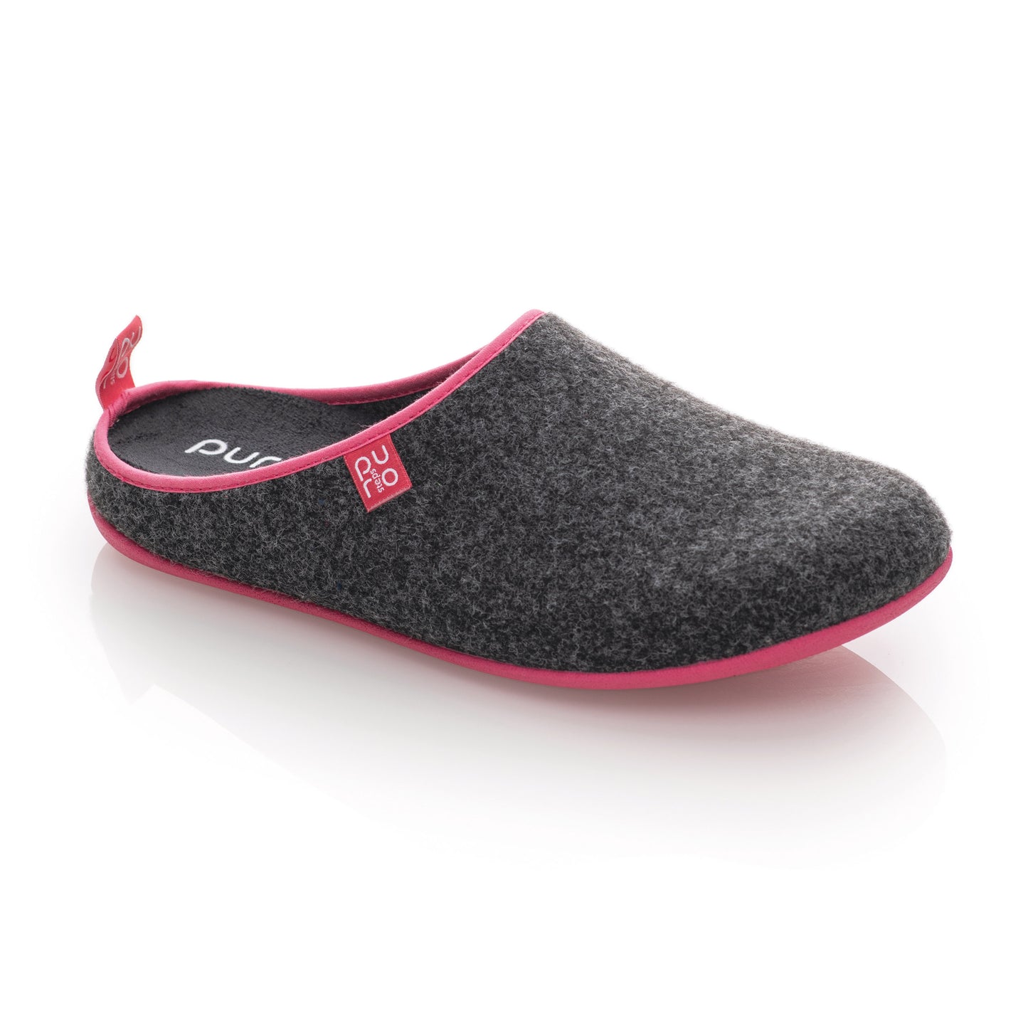purosteps Fieltro-Eco Filz Hausschuhe Slipper Pantoffel Fußbett Unisex Recycelt Grau Pink
