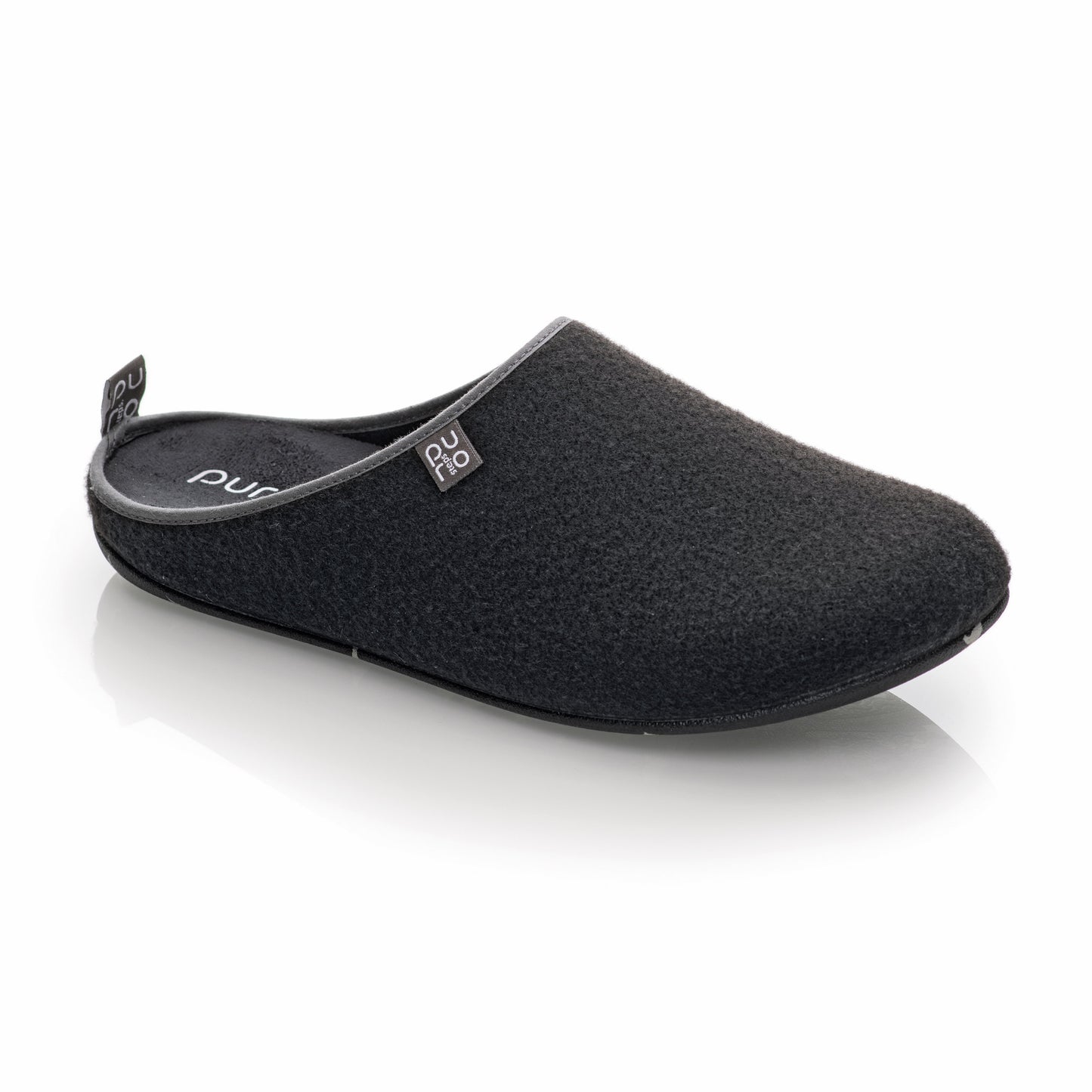 purosteps Fieltro-Eco Filz Hausschuhe Slipper Pantoffel Fußbett Unisex Recycelt Schwarz Grau