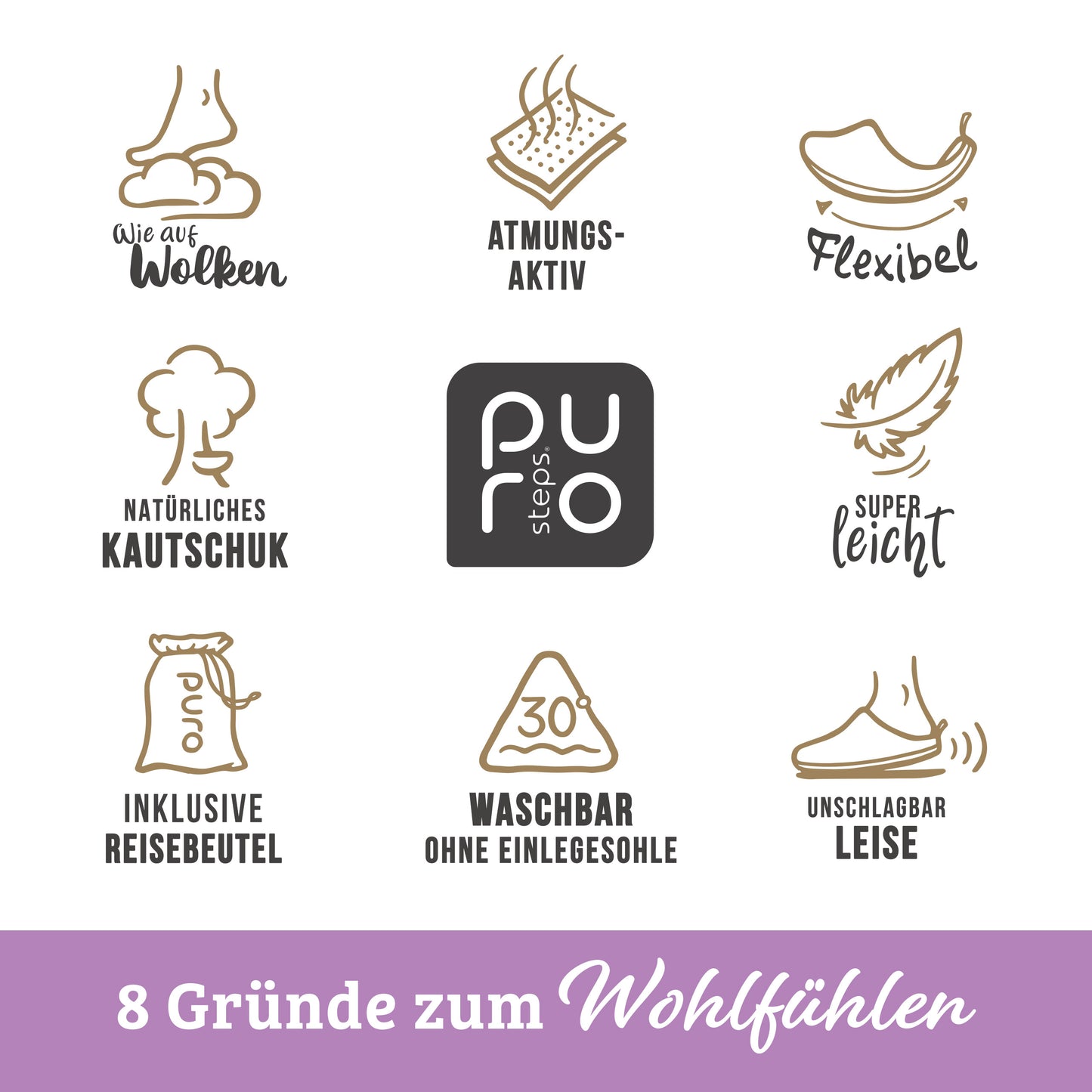 purosteps Casa-Eco-Signet Damen Hausschuhe Slipper Pantoffel Fußbett Violett-Türkis