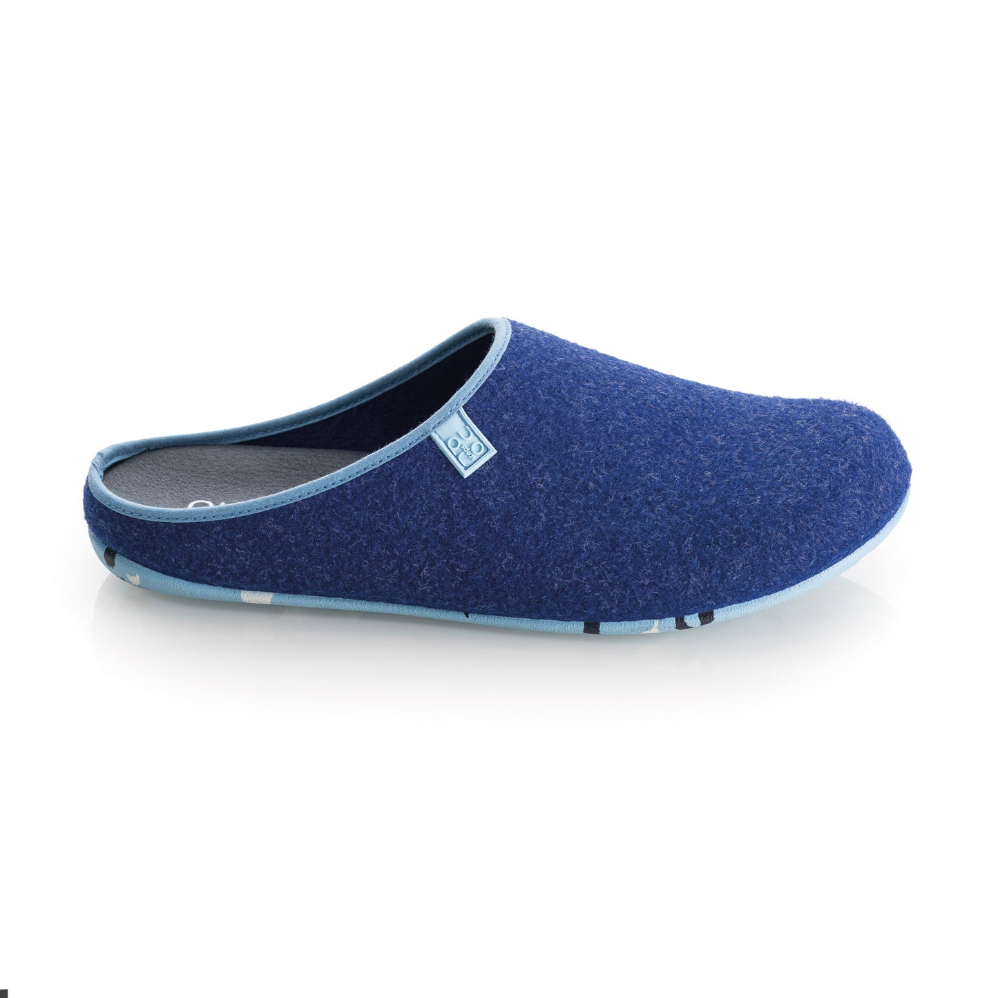 purosteps Fieltro-Eco-Signet Filz Hausschuhe Slipper Pantoffel Fußbett Unisex Recycelt Dunkelblau Hellblau