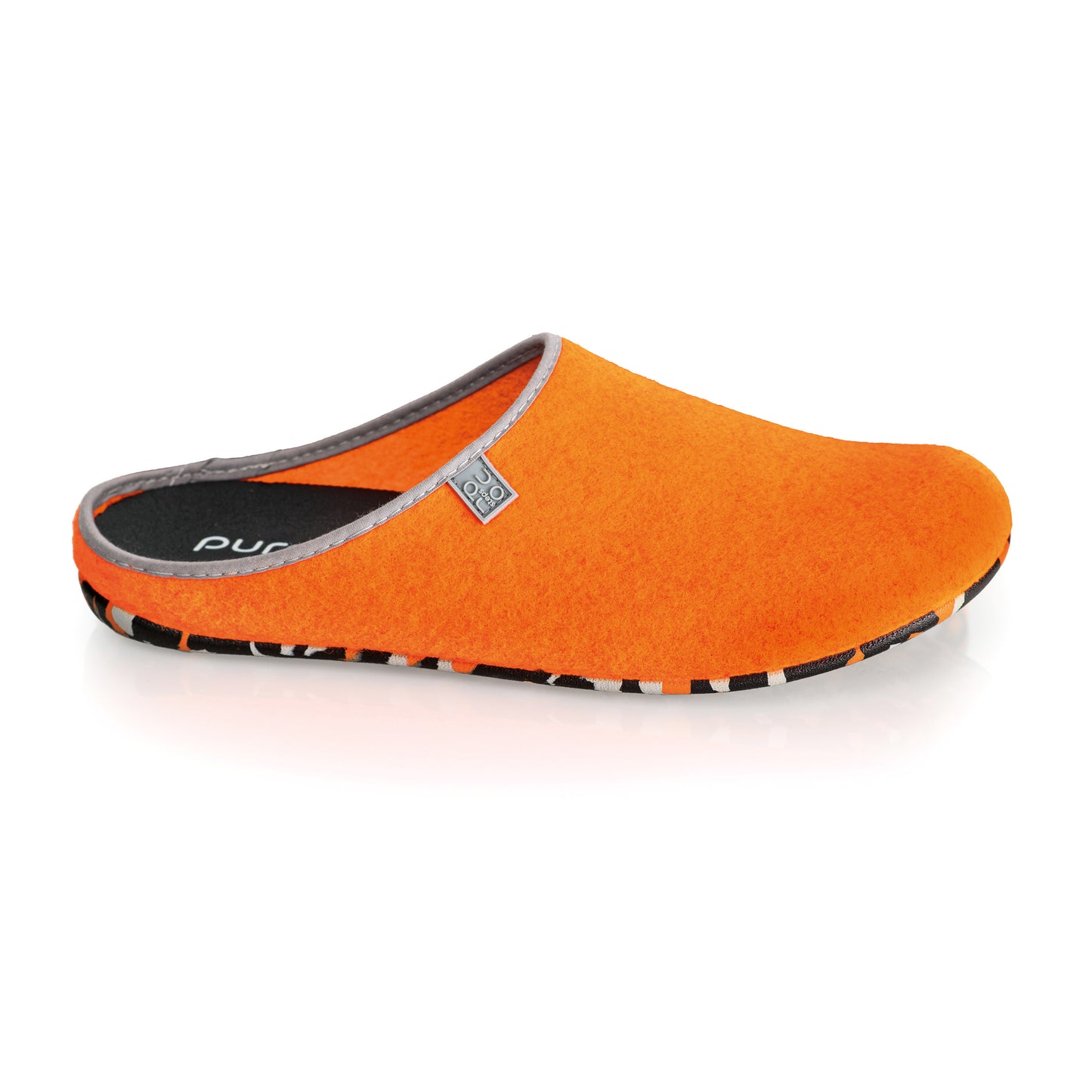 purosteps Fieltro-Eco-Signet Filz Hausschuhe Slipper Pantoffel Fußbett Unisex Recycelt Orange Grau